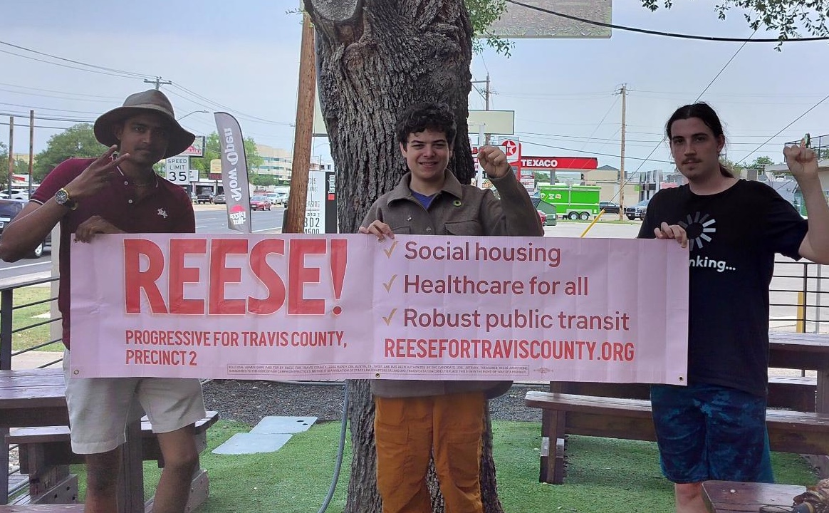 Reese canvassing with volunteers.